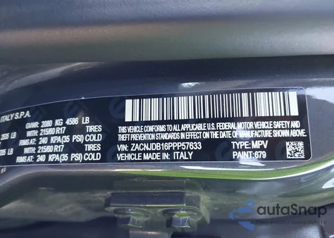 2023 Jeep Renegade Latitude 4X4 из США, поврежденный, VIN ZACNJDB16PPP57633